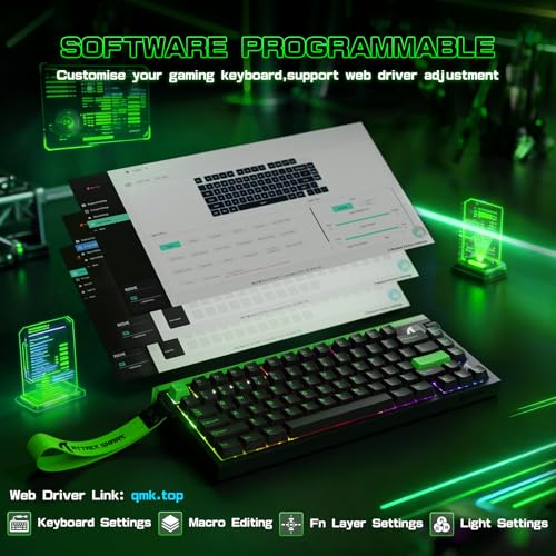 Image of ATTACK SHARK R85 HE Rapid Trigger Keyboard Magnetic Switch with Custom Lightbox, 75% Wired Mechanical Keyboard, 8KHz Polling Rate, 0.005mm RT Accuracy, Support RT /Snap Tap /DKS /MT /TGL-Fluorescent Green