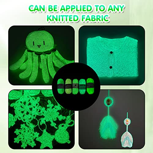 Fantasyon 5 Pcs Glow In The Dark Yarn 55 Yards Per Roll Luminous Diy Glow Crochet Yarn Crocheting Sewing Beginners Scrubby Yarn For Diy Arts Crafts Sewing Glow In The Dark Party Supplies #TOP4