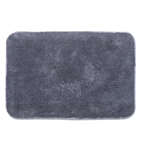 Image of Pano Microfiber Anti-Slip Bathmat Set with Contour Mat Grey | Pack of 2 (50x75 cm & 50x50 cm) | Soft, Super Absorbent & Non-Slip Mats for Shower, Bathroom, Kitchen & Home