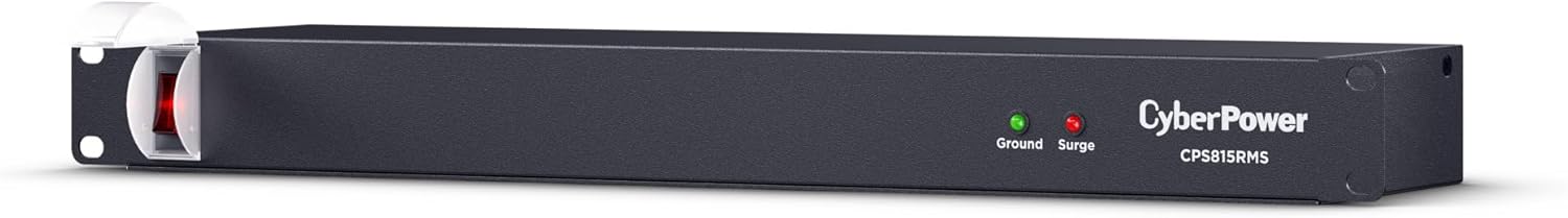 CyberPower CPS815RMS Surge Protector, 125V/15A, 1800 Joules, 8 Outlets, 6ft Power Cord, 1U Rackmount, UL Listed