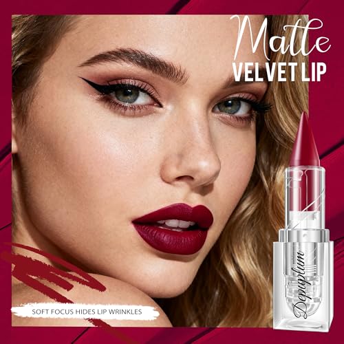 Image of Depuplum Burgundy Lipstick Gradient Matte Lip Liner Combo for Women