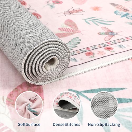 GarveeHome Insect Rug Washable Low Pile Flower Bordered Carpet Whimsical by GarveeHome - Used condition - Image 4