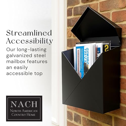 Image of NACH Chicago Extra Large Mailbox, Rust Resistant Large Mailboxes for Outside Wall Mount, Metal Mailbox, Wall Mount Mailbox, Extra Large Capacity Mailbox, 12x12x4.8 inches, Black Mailbox, MB-6301BLK