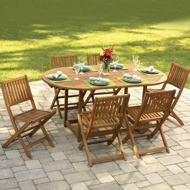 Gateleg Foldaway Patio Table And Stowable Chairs Set for Six
