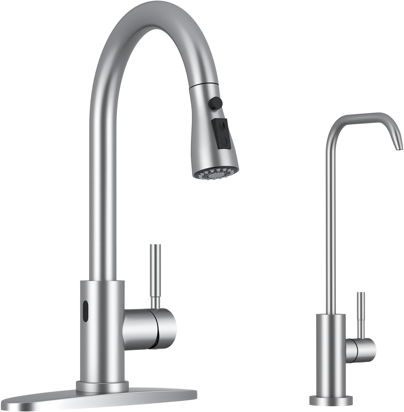 WEWE Touchless Kitchen Faucet with Pull Down Sprayer - Single Handle Kitchen Faucets with WEWE Drinking Water Faucet, Brushed Nickel