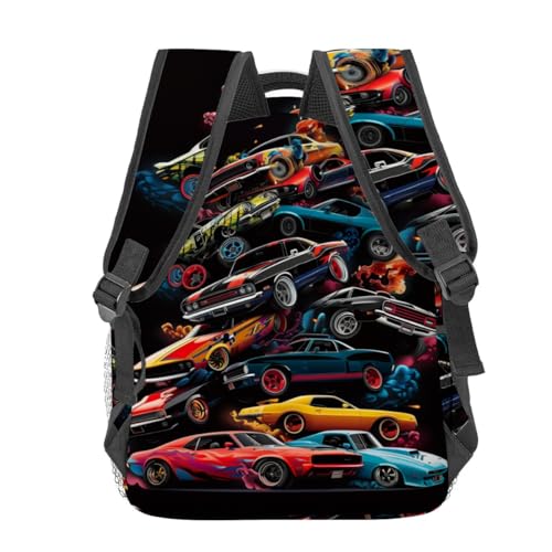 Car Pattern Backpack Travel Backpacks Laptop Rucksack,School Bookbag for Women Kids Boys Girls,Muscle Cars Sports Back Pack Accessories Bags,Ideal Gifts for Work, Outdoor Adventures4