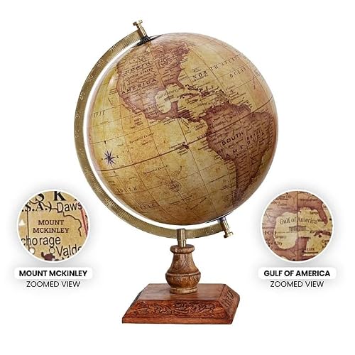 World Globe with Gulf of America – Official Updated Earth Globe Replacing Gulf of Mexico – Geographic Educational Map for Desk, Office, Classroom - Sturdy Wood Base - 12"