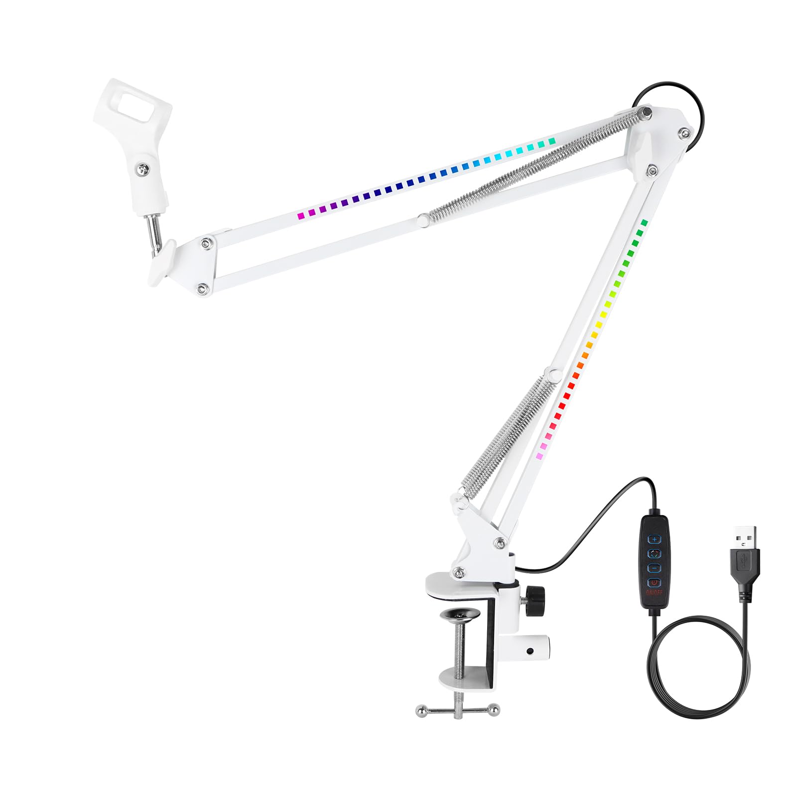 micfunsR35 Adjustable Microphone Stand, Professional Microphone Holder with Spider and Adapter for Studio Program Recording, Broadcasting, TV Station, Compatible with Blue Yeti Microphone (White)