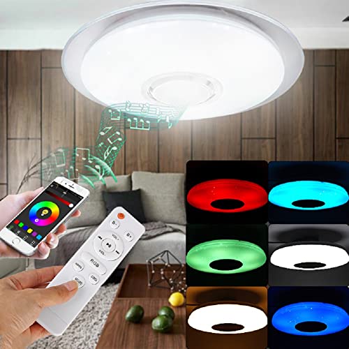 Ridgeyard 15.7 Inch 36W Led Dimmable Music Ceiling Light With Bluetooth Speaker,Remote Color Changing, Smart Remote Control Led Lamp For Kitchen, Living Room, Bedroom #TOP20