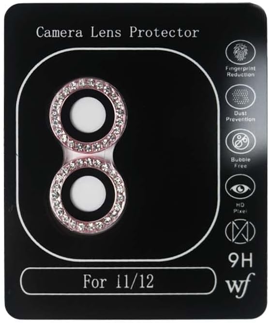 Wildflower Cases - Pink Camera Bling, Compatible with Apple iPhone 11 & 12 Mini | Phone Case Compatible, Sparkle, Reflective, Glitter, Diamond, Jeweled Ring, Glass Lens Protector image 2