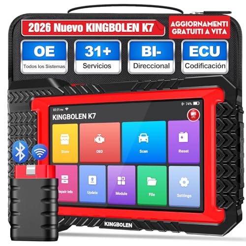 KINGBOLEN K7 OBD2 Scanner Bluetooth: strumento di scansione bidirezionale 2024 con codifica ECU, 31 + reset, FCA, Crankshaft Relearn/Test attivo, Scanner diagnostico auto per tutti i sistemi