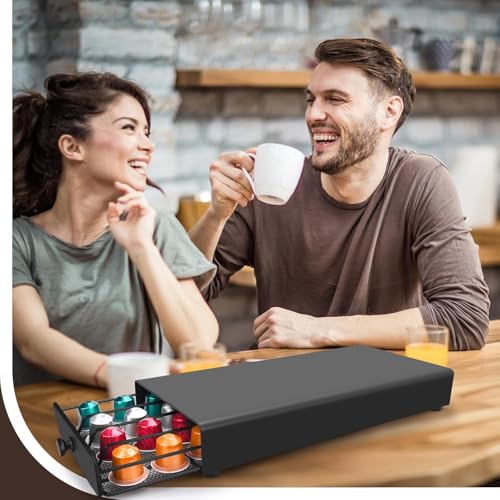 Porte capsules de café support machine tiroir de rangement 40 dosettes