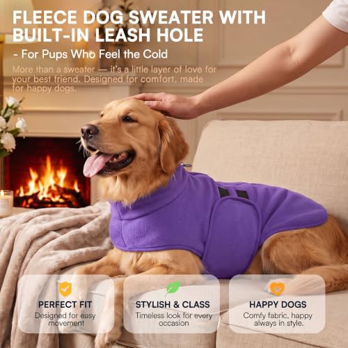 Image of Queenmore Large Dog Sweater,Fleece French Bulldog Sweater with Leash Hole