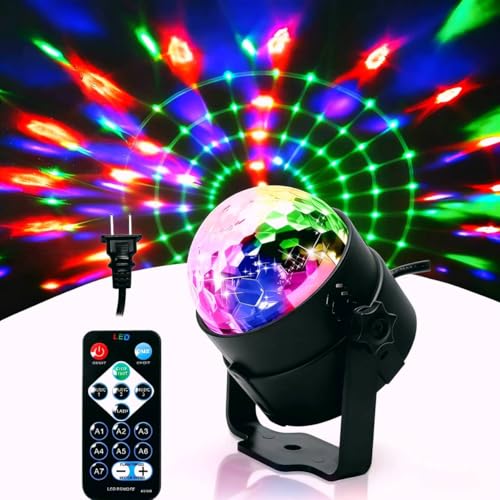 U`King ミラーボール ディスコライト パーティーライト 置き型 家庭用 音楽連動 コンセント リモコンつき RGB disco light ball LED ミニ 回転 カラオケ パーティー クラブ 誕生日 room club partyに最適の画像