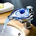 Derpras Bathroom Sink Faucet with Water Power LED Waterfall Faucet 3 Colors Changing Based on Water Temperature, Polish Chrome
