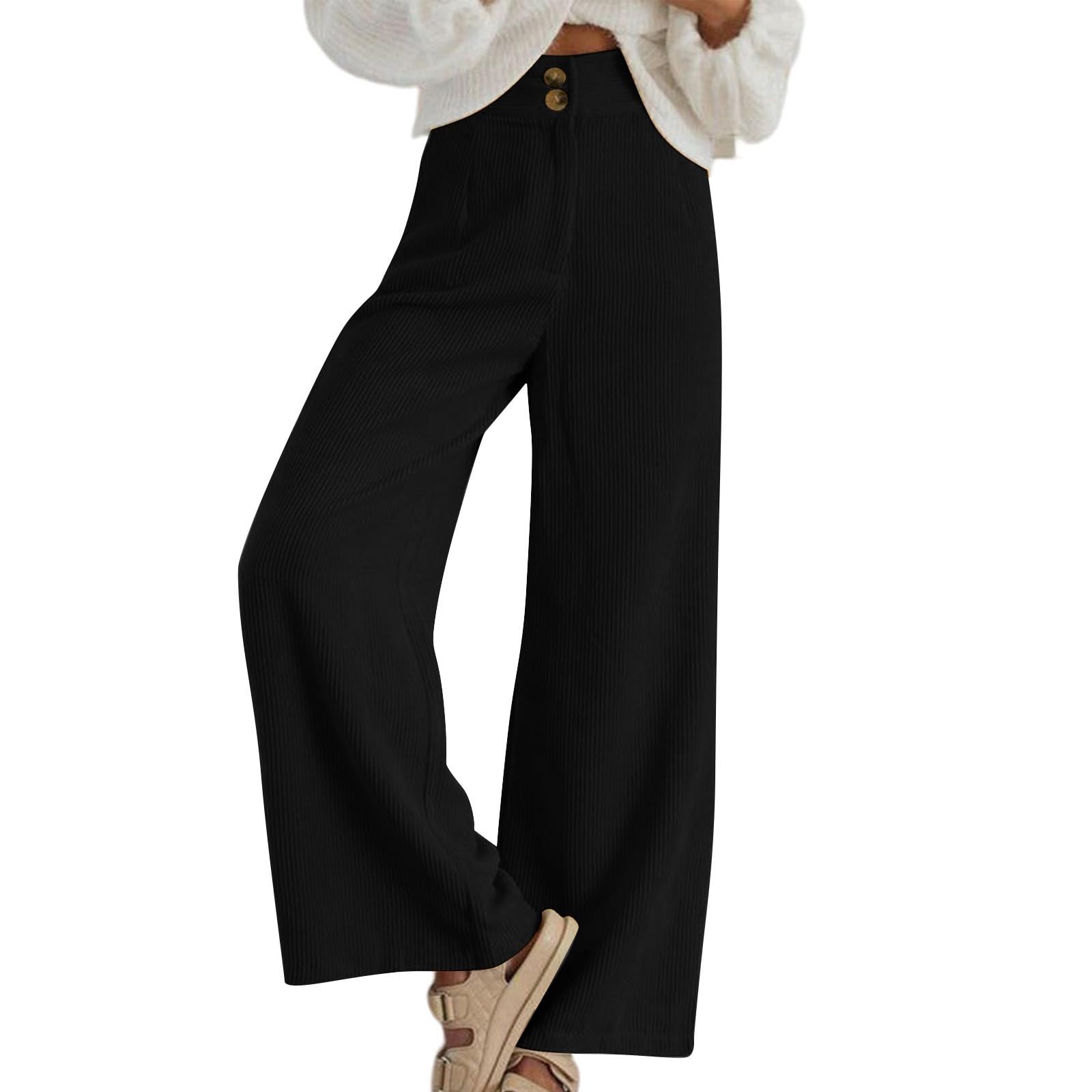 Corduroy Pants Women Wide Leg Pants Baggy Comfy Lounge Pants High Waisted Work Pants Business Casual Pants