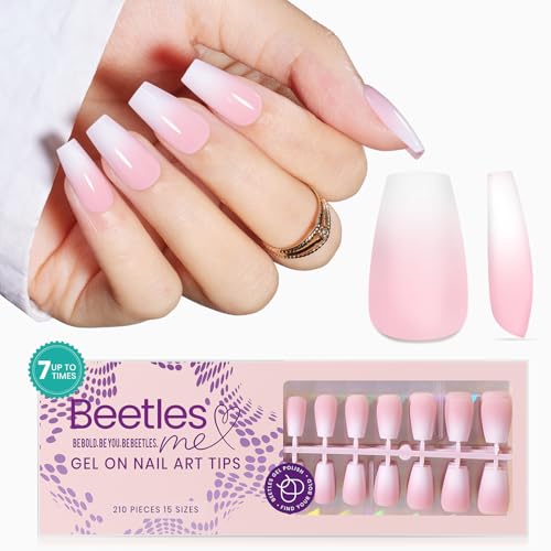 Beetles Ombre French Gel Nail Tips: 210Pcs Pink Press On