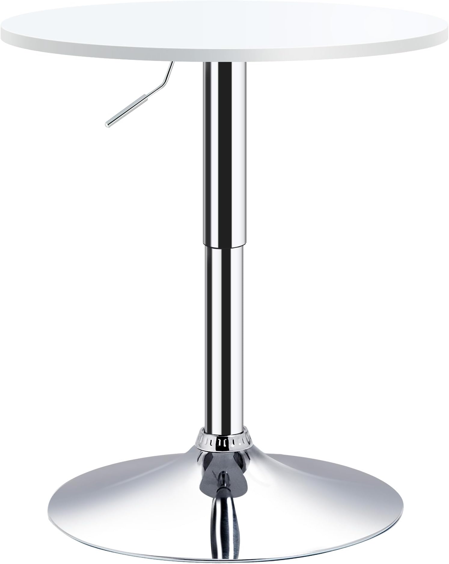 โ HOMCOM Bar Table ฮฆ60cm Adjustable Height Round Bistro Table w/Swivel Top Metal Frame Counter Surface Stylish Kitchen Conservatory White