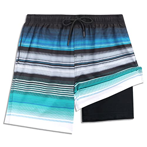 MILANKERR Men Swim Trunks 7" Swim Shorts Bathing Suit with Compression Liner Stretch No Chafed 18-21" Length2