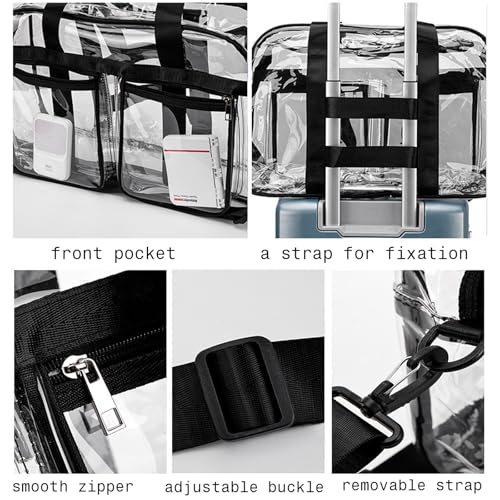 Clear Gym Bag for Women/Men, Large Clear Duffle Bag for Stadium Events, Swim Weekender Overnight Travel Bag (black)4
