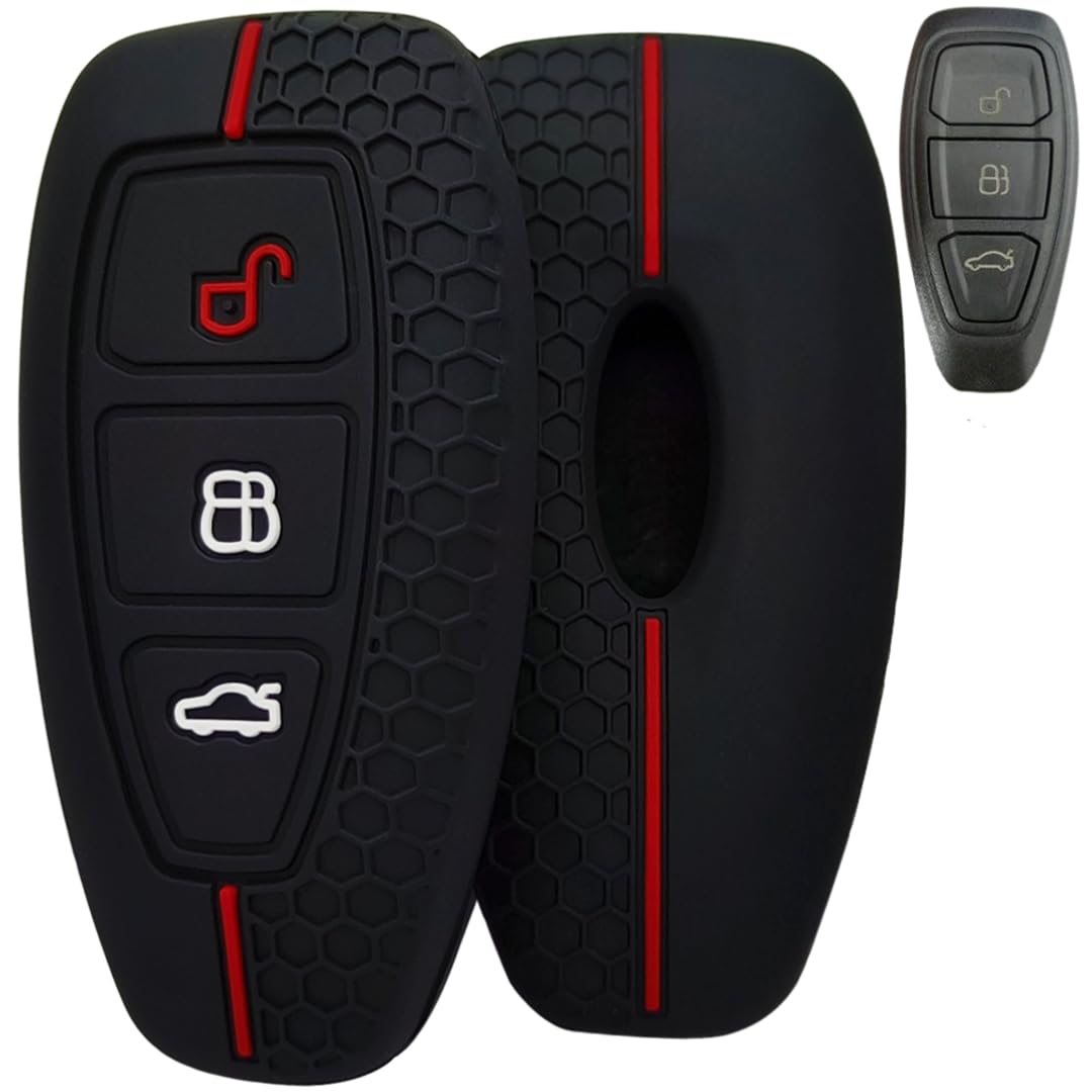 Keycept™ Silicone Key Cover Compatible for Ford Ecosport Premium Accessory for 3 Button Smart Key.(Pack of 1, Black)-image-30