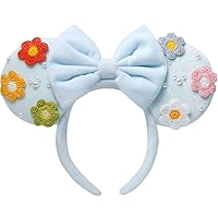 Vista 1 de Diadema de orejas de ratón, orejas de ratón para mujeres y niñas con perla, orejas de parque para viajes, decoraciones de cumpleaños, accesorios