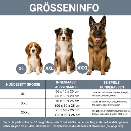 Tante Hilde Hundebett Norderney XXL (100x80x25) Grau – Waschbar, Robust und Gemütliches Hundebett & Hundekorb in Verschiedenen Größen – Ideal für mittelgroße Hunde z.B. Australian Shepherd, Collie
