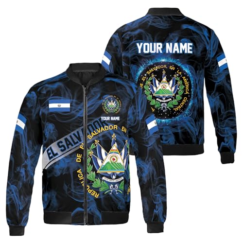 ThuhaTree Store Personalized El Salvador Bomber Jacket S-5XL, el salvador jacket for men, mens el salvador jacket