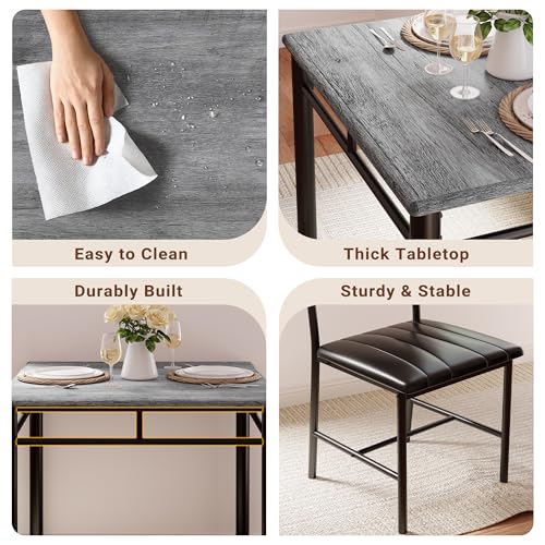 image for IRONCK Dining Table Set for 2, Small Kitchen Table with Upholstered Ch