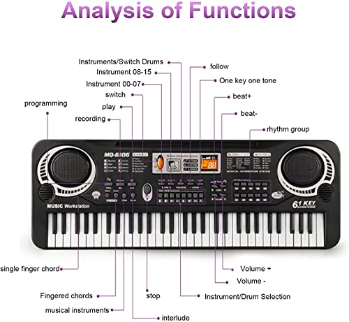 61 Key Digital Music Piano Keyboard For Kids,Portable Electronic Musical Instrument,Multi-Function Keyboard With Microphone Gifts For Boys And Girls #TOP1