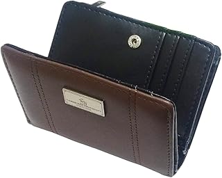 [C.U.P.C CAMBRIDGE UNIVERSITY POLO CLUB] ポロクラブ メンズ ラウンドファスナー ２つ折り財布 短財布 GOODデザイン 定期入れ 軽量 箱付き (茶 ブラウン)