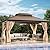 VIWAT 10x14 FT Hardtop Gazebo with Aluminum Frame, Galvanized Steel Double Roof Gazebo with Nettings and Curtains, Permanent Outdoor Metal Pavilion for Patio, Deck, Lawn and Garden,Brown
