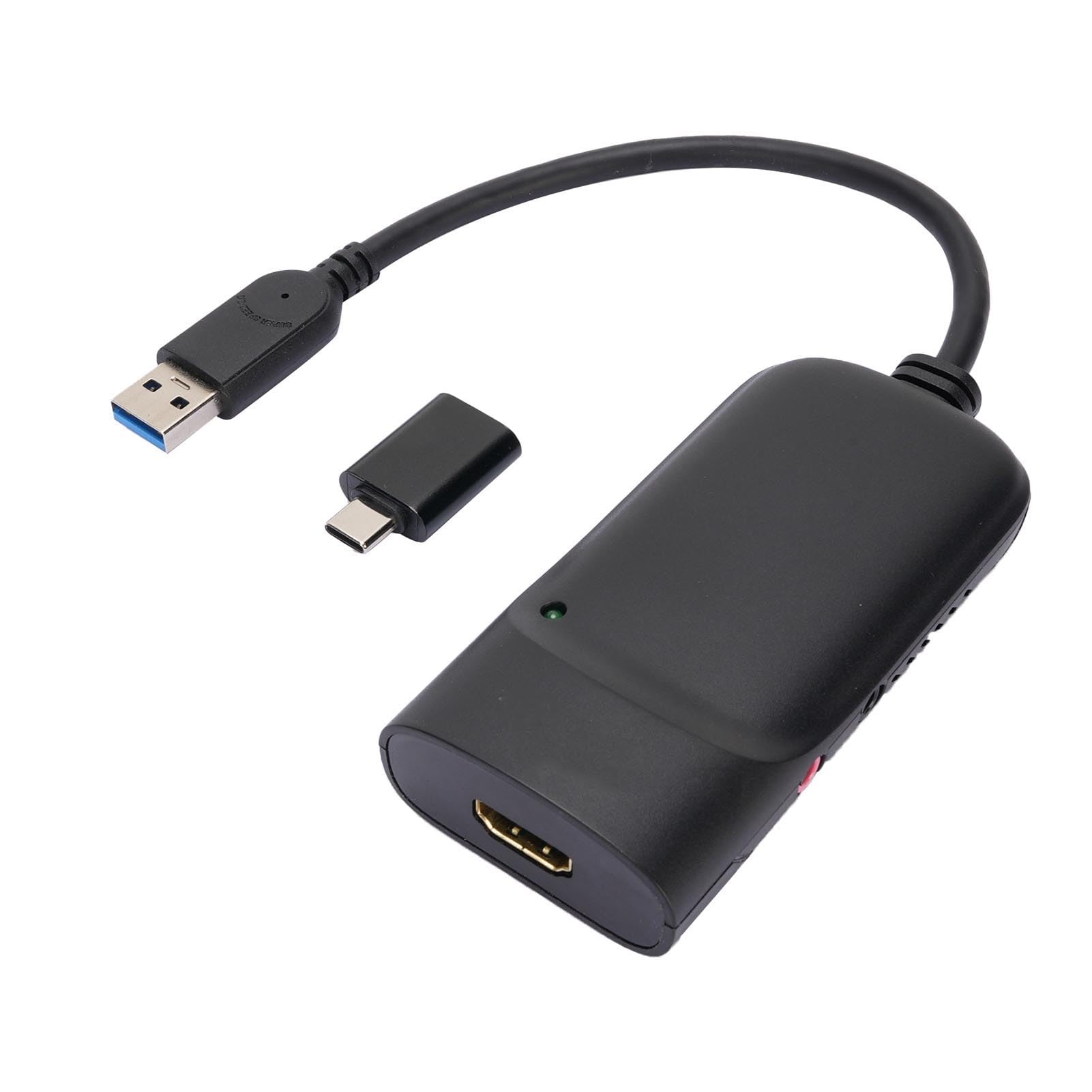 Jiawu Steckbarer USB3.0-auf-High-Definition-Multimedia-Schnittstellenadapter, Doppelbildschirm-High-Definition-Display für Grafikdesign, Bearbeitung für Typ-C-Anschluss