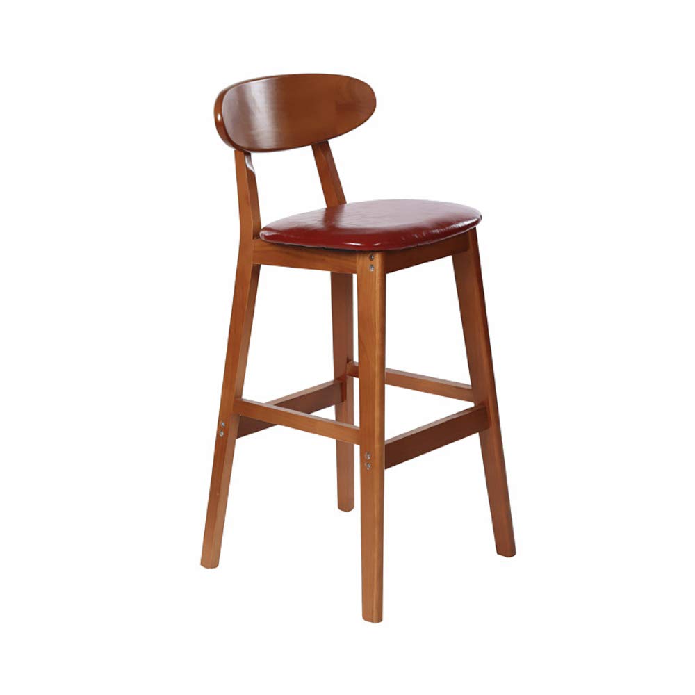 Solid Wood, Simple, Home, High Stool, Bar Stool, Solid Wood Structure, Leather Cushion, Used for Restaurants, Restaurants, Bars, Cafes