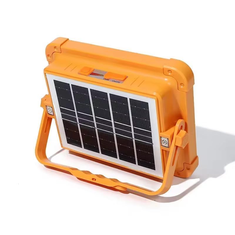 Solar Powered LED Work Light with Built-in Panel, Orange | Portable Flood Light, Foldable Handle, USB Charging Port, Outdoor Camping Use, Rechargeable Battery-image-23