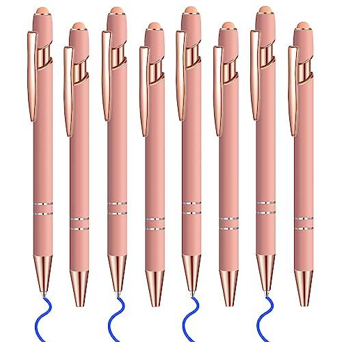 Lragvtbk 8 Pcs Blue Ink Ballpoint Pen With Stylus Tip 2 In 1 Stylus Ballpoint Pen Metal Pens Stylus Pen For Touch Screens School Office Coworkers (Pink Rose Gold) #TOP7