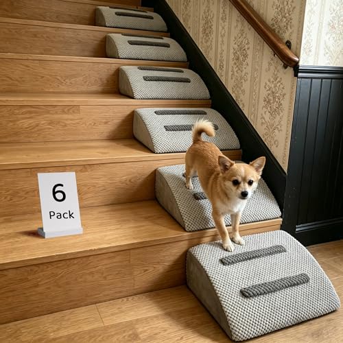 OIHYA 6 Pack Dog Ramp for Stairs with Anti-Slip Bump for Small & Aged Pets