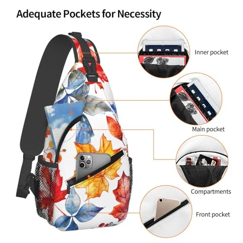 Mochila deportiva estilo Sling con patrón de hojas otoñales miniatura 5