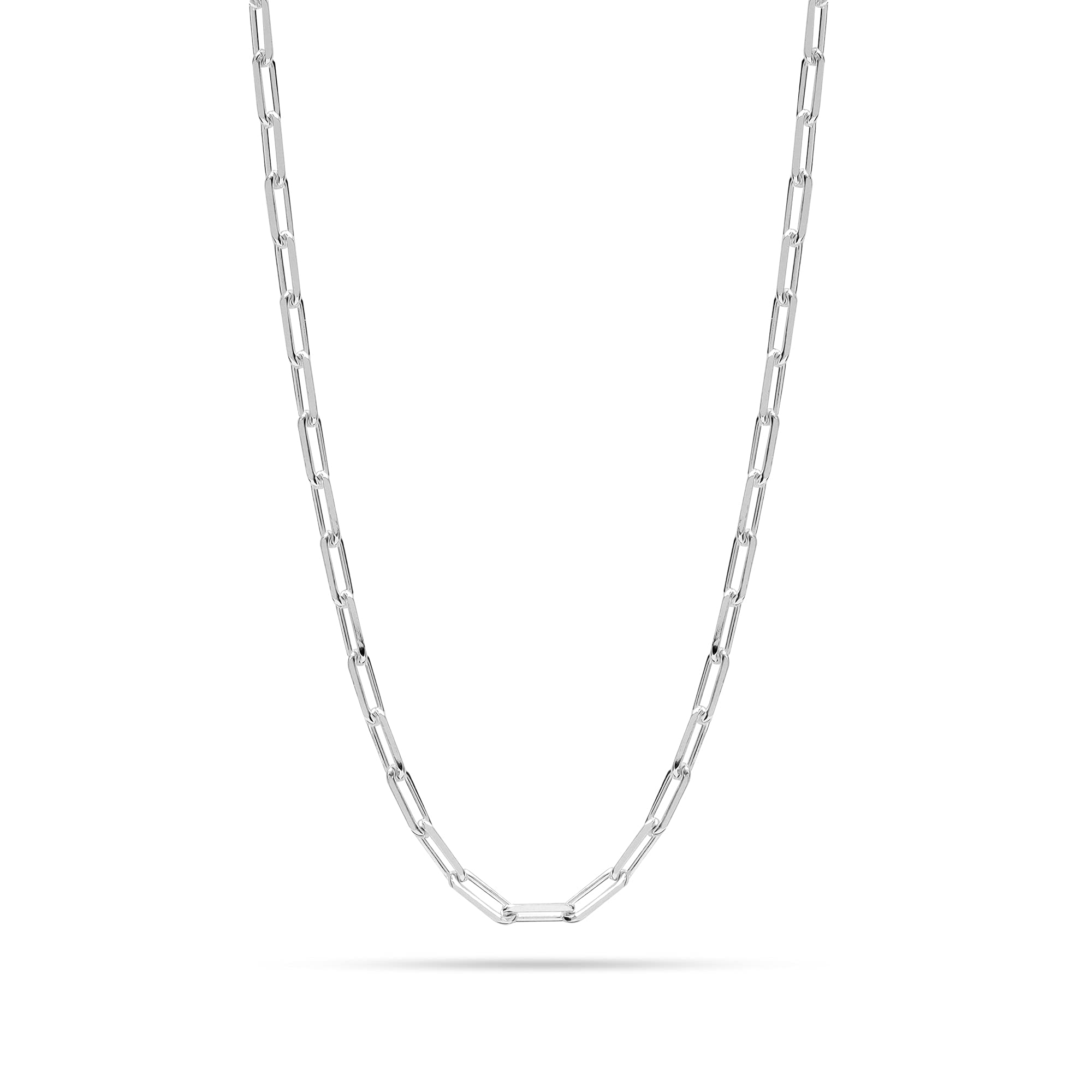LeCalla 925 Sterling Silver Italian Jewelry Trendy Gift 3 MM, 3.5 MM, 4.5 MM Diamond-Cut PaperClip Link Chain Necklace for Women with Lobster Clasp (