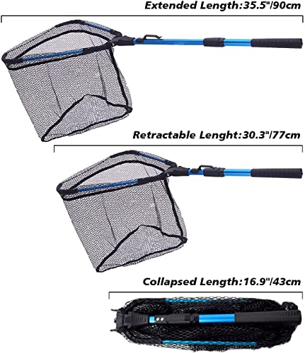 Senston Fishing Net with Telescopic Rod Handle, Scalable Nylon Fishing Landing Net for Kayak Salmon, Catfish, Trout - Image 2