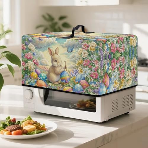 Image of Air Fryer Toaster Oven Dust Cover, Protective Countertop Microwave Oven Cover for Easter Decor, S, 18.25 x 14.5 x 11 Inches, Cartoon Bunny Floral Butterfly Easter Egg