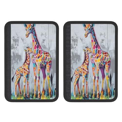 Colorful Giraffe Graffiti Street Art Car Seat Belt Cover 2 Pack Seatbelt Strap Shoulder Pad Protector Universal Comfort for Car