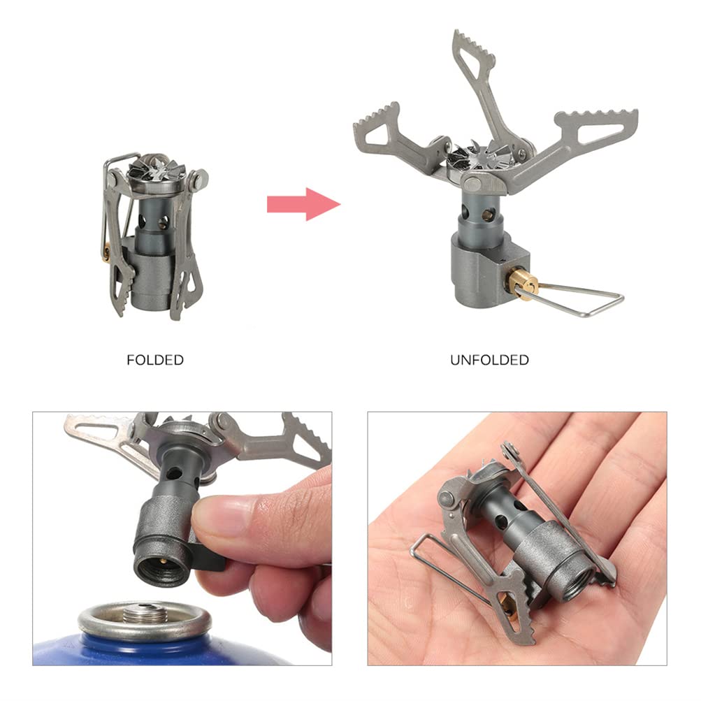Mini réchaud à Dos ultraléger - Réchaud de Camping en Alliage de Titane avec allumeur à Impulsion piézo Portable pour Le Camping, la randonnée, la Cuisine, la Chasse, la pêche