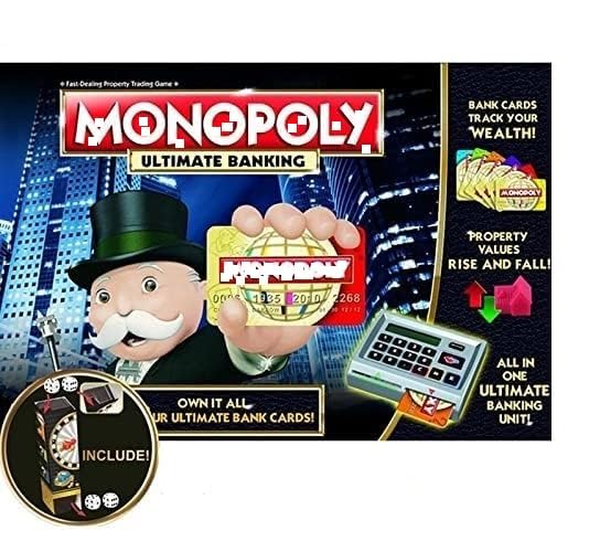 Image of Electronic Monopoly Banking Board Game with 6 ATM Cards and ATM Machine, Electric Monopoly Banking Board Game. (Black Color).