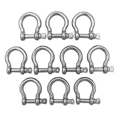 POFET Lot de 10 cadenas M4 D en acier inoxydable 304 pour gréement, remorquage, maillons de chaîne en acier