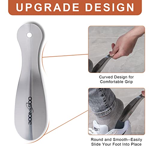 Boomiboo 2 Pack Metal Shoe Horns - Durable 7.5 Inch Shoe Helper With Ergonomic Handle, Travel Friendly Shoe Horns For Men And Women #TOP4
