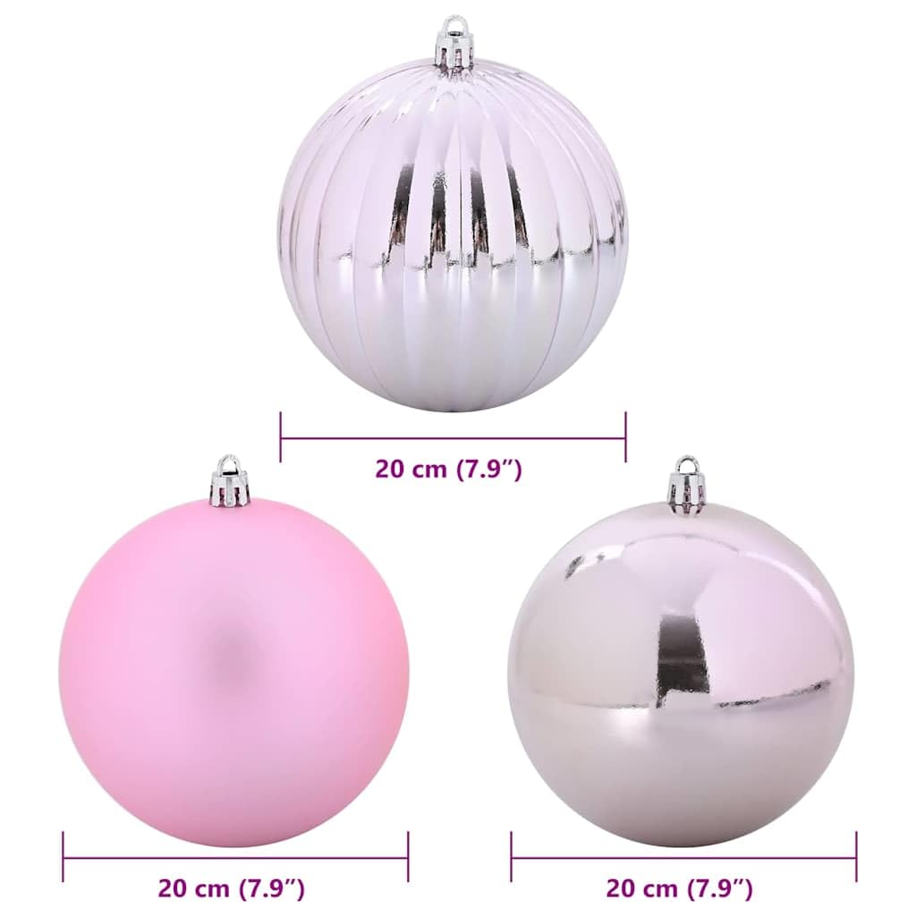 Juego de 4 bolas para árbol de Navidad, plástico, 20 cm de diámetro, color rosa mate