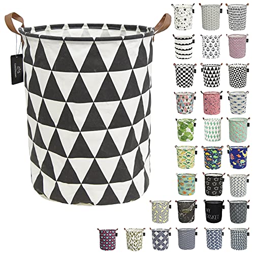 laundry baskets,bedroom hamper,kitchen organization,GodenMoninG 62.8L Waterproof Round Cotton Linen Collapsible storage basket. (Regular Triangle)