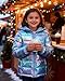 Lovekider Youth Winter Coat 8-9 Years Old Girls Puffer Jacket with Zipper Fashion Girls Down-alternative Puffer Coat Hooded Shiny Purple Blue