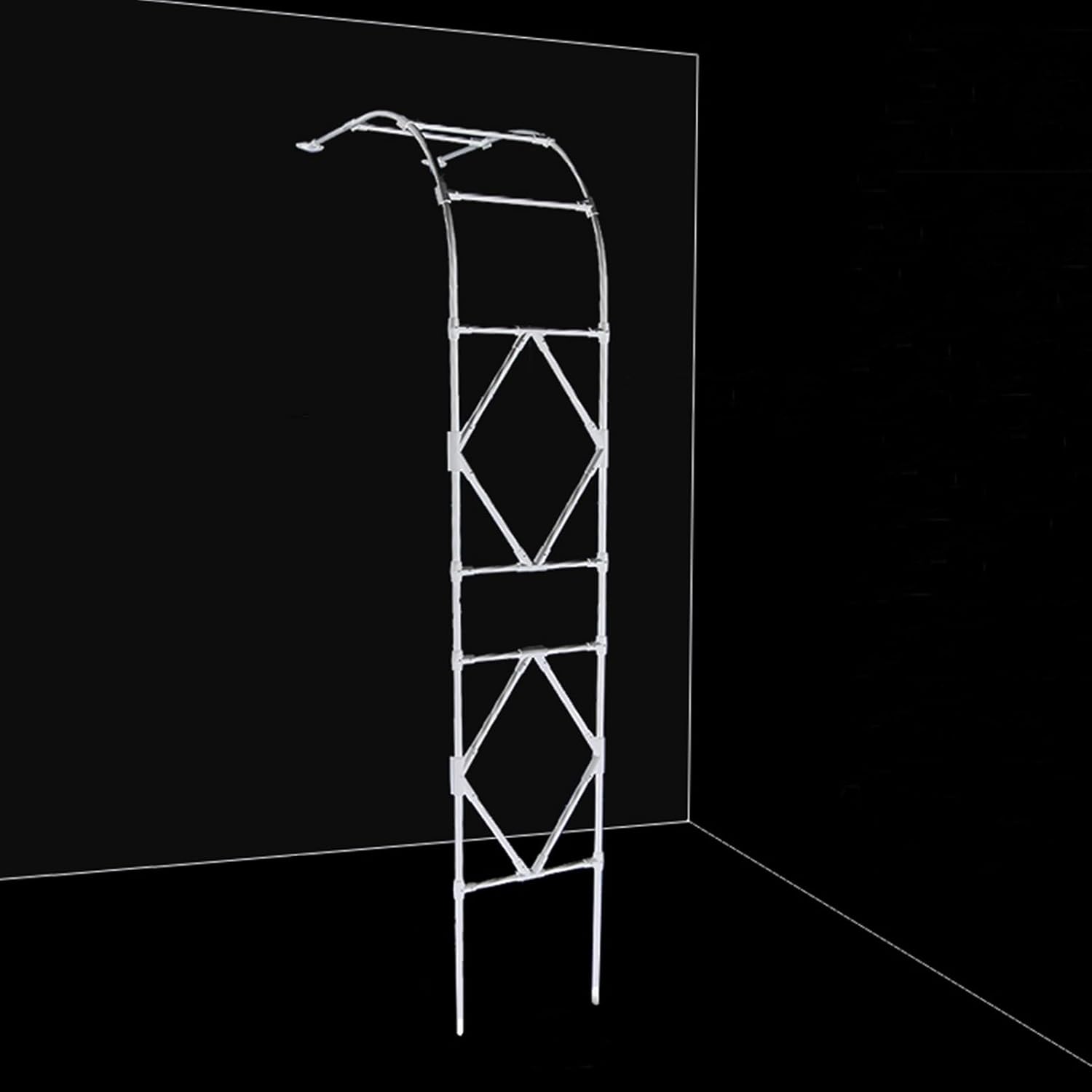Black Metal Garden Arch, Half Side Against Wall Rose Arch, Outdoor Patio Steel Garden Archway, Climbing Plant Support Arch Arbor, Lawn Backyard Terrace, White Trellis Garden Arbor (Color : White, Si